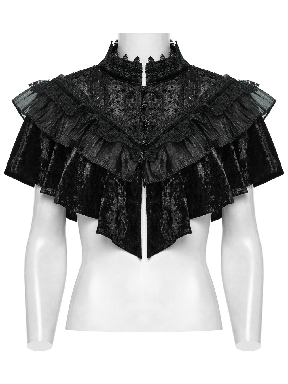 Elegant Embroidered Goth Cape with Retro Lace Design