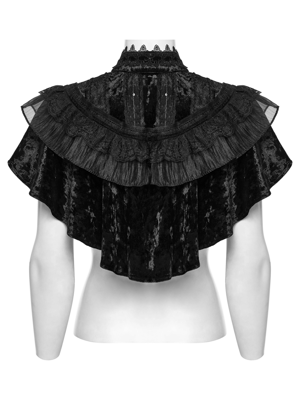 Elegant Embroidered Goth Cape with Retro Lace Design