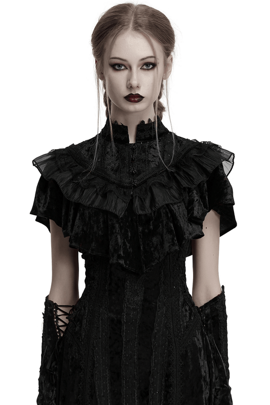 Elegant Embroidered Goth Cape with Retro Lace Design