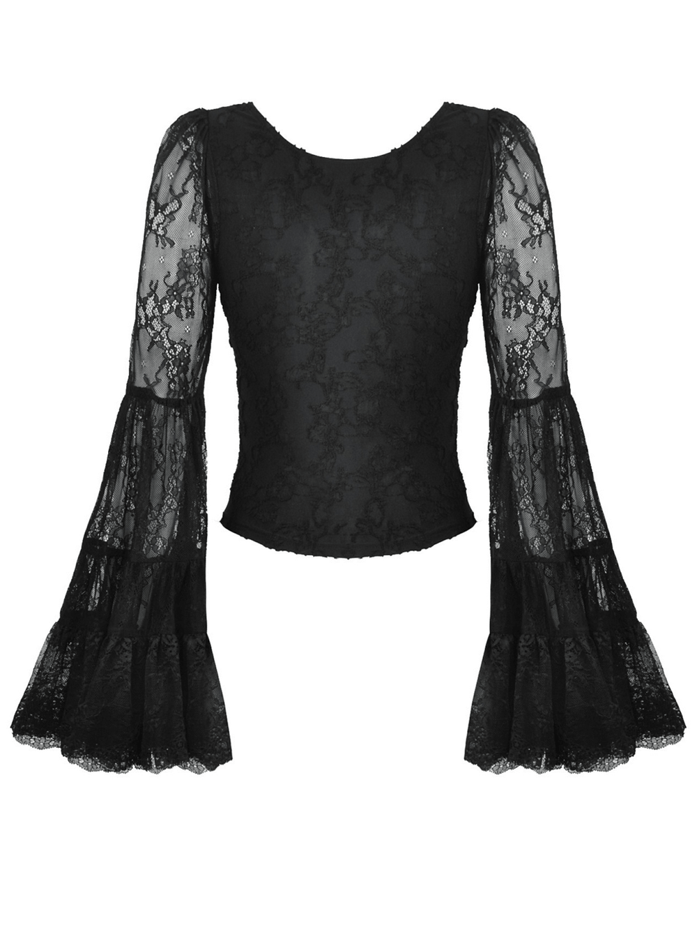 Elegant Female Gothic Black Lace Top with V-Neck
