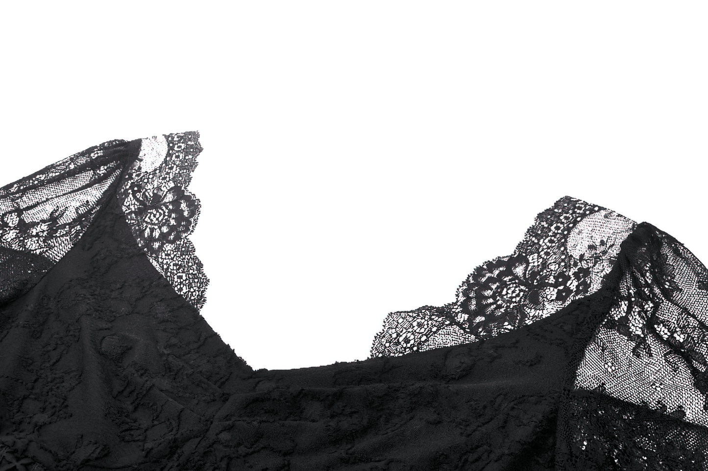 Elegant Female Gothic Black Lace Top with V-Neck