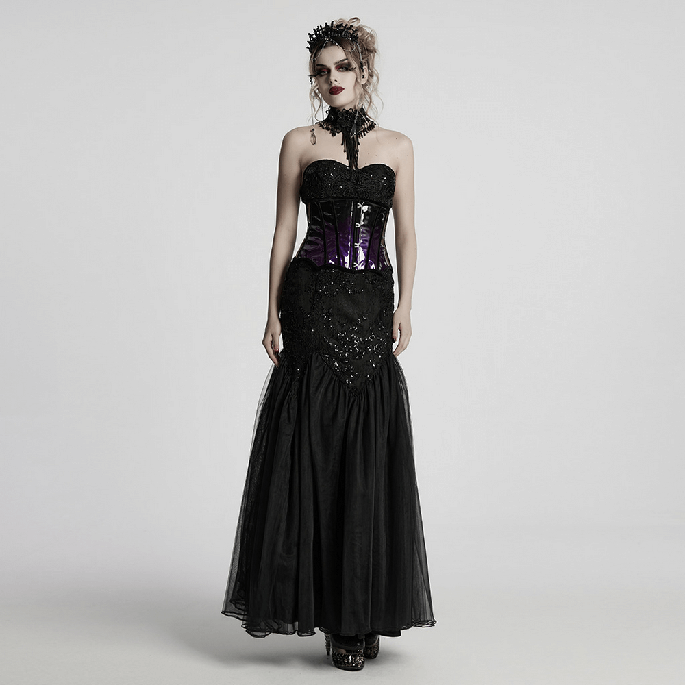 Elegant Gothic Black Crystal Headband with Tassels