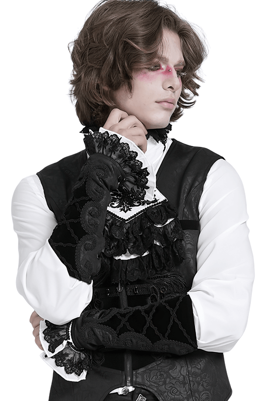 Elegant Gothic Black Velvet Arm Bracelet with Lace Up