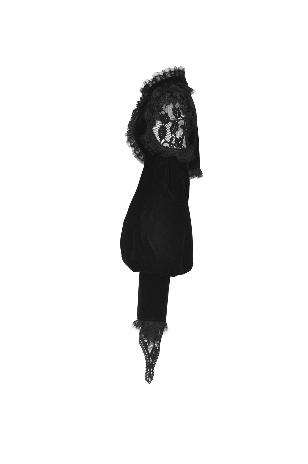 Elegant Gothic Black Velvet Bolero with Lace Trim