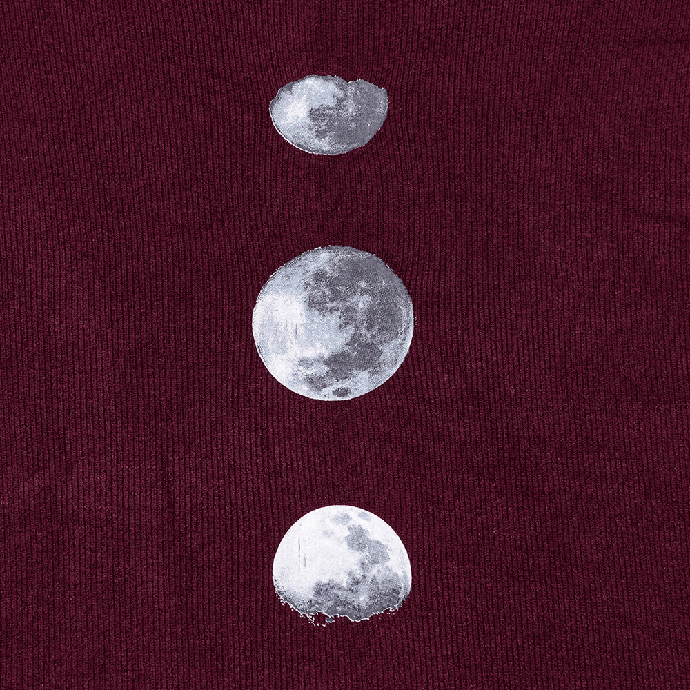 Elegant Gothic Burgundy Shawl with Moon Phase Print