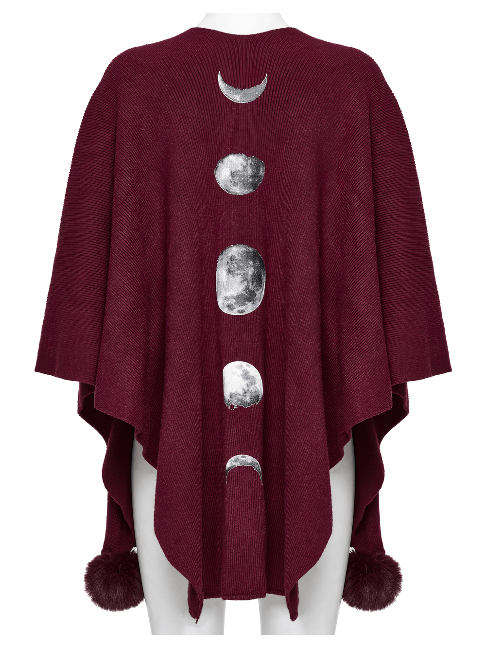 Elegant Gothic Burgundy Shawl with Moon Phase Print