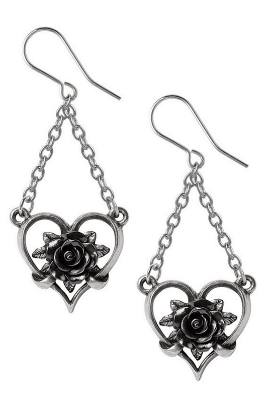 Elegant Gothic Earrings with Black Rose Design