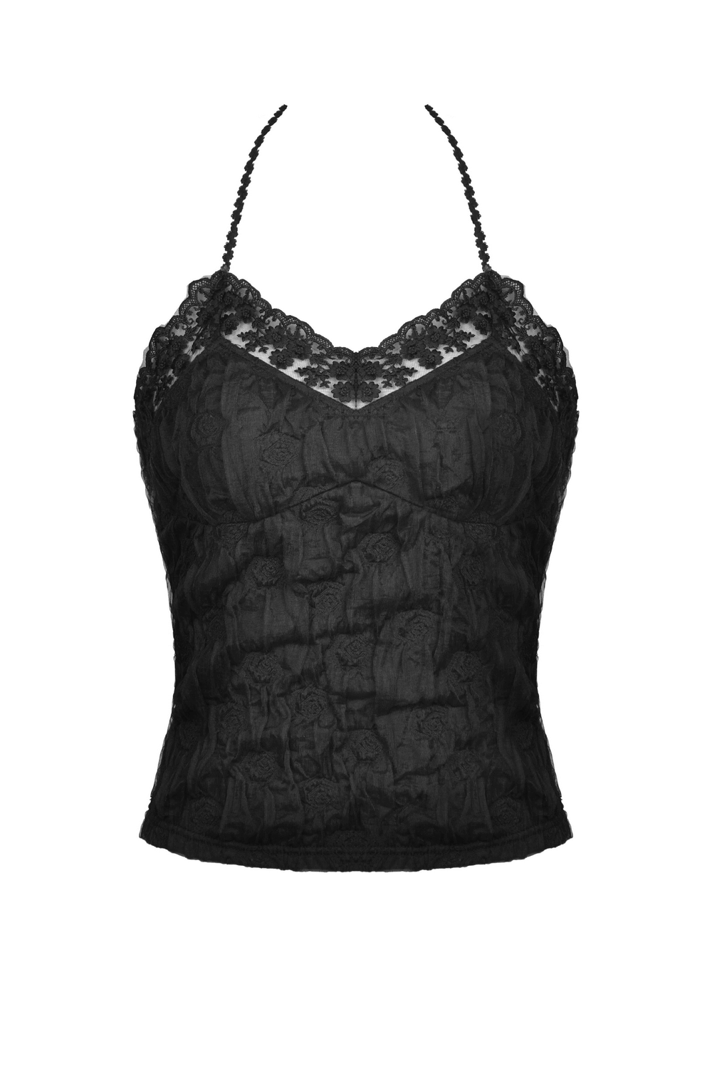 Elegant Gothic Lace Crinkle Camis - Dark Romantic