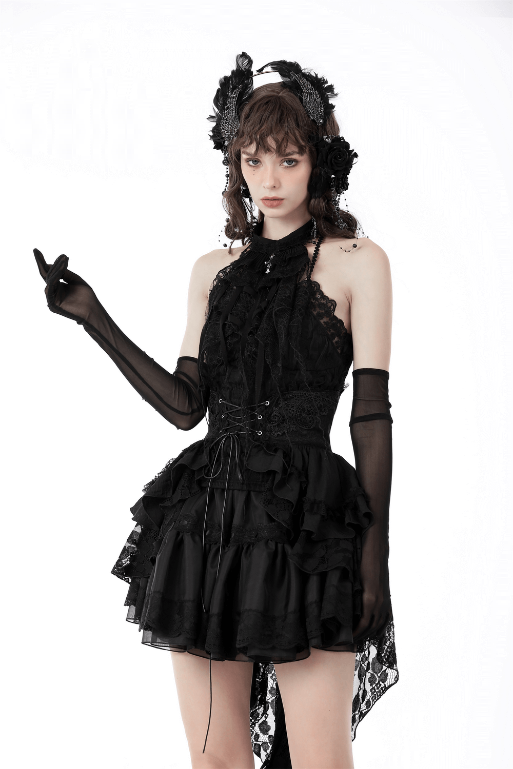 Elegant Gothic Lace Crinkle Camis - Dark Romantic