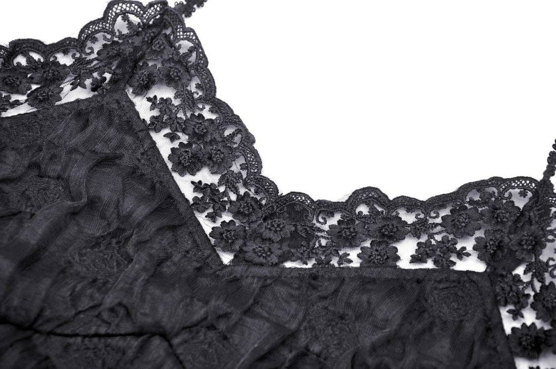 Elegant Gothic Lace Crinkle Camis - Dark Romantic