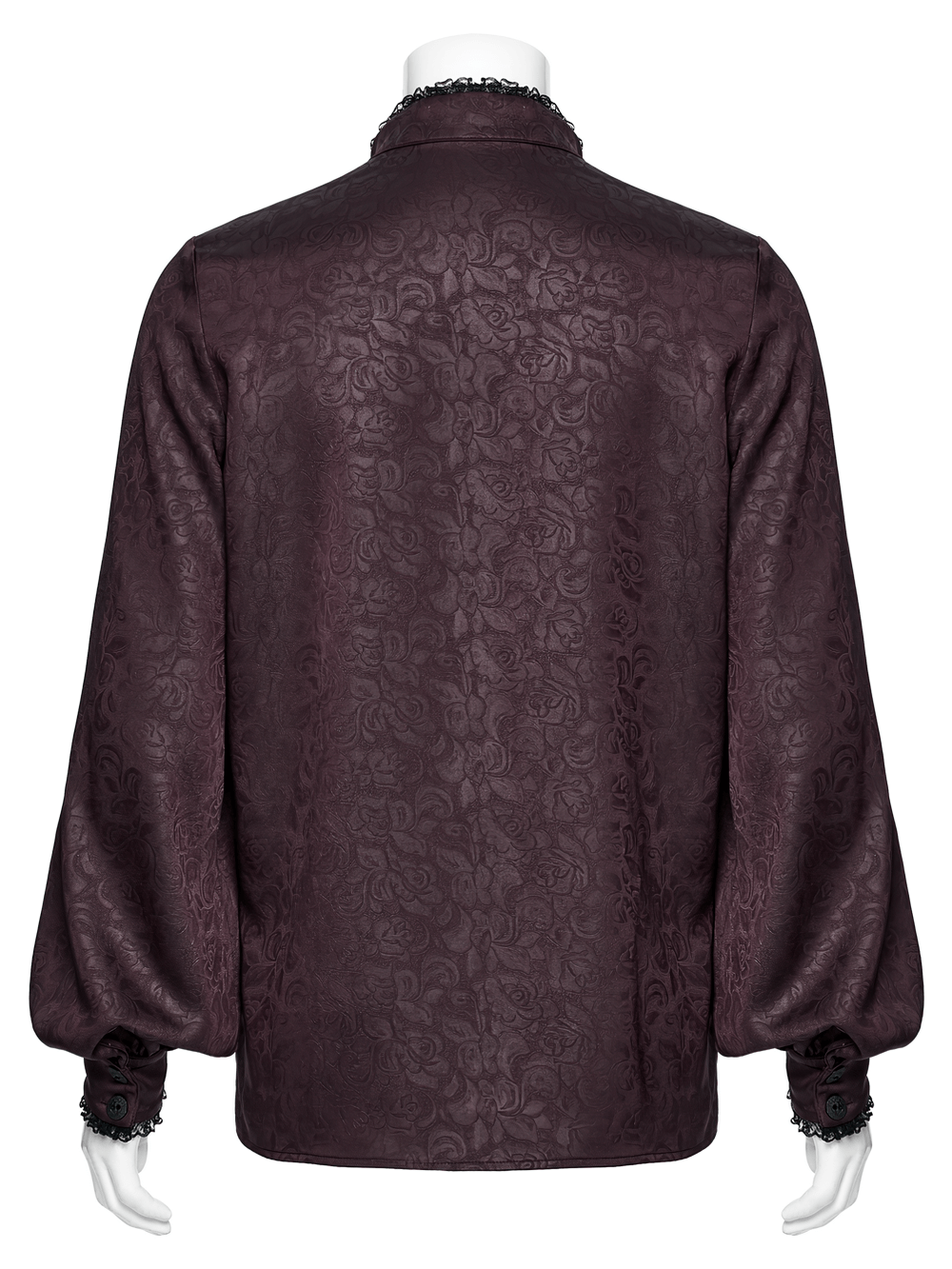 Elegant Gothic Lace Detail Shirt with Stand-up Collar