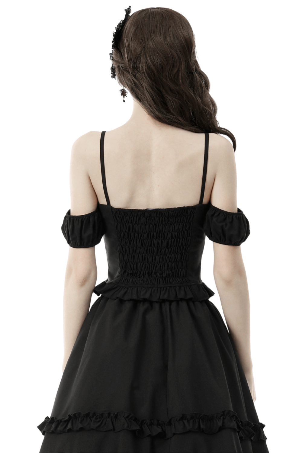 Elegant Gothic Lolita Bowknot Crop Top With Straps