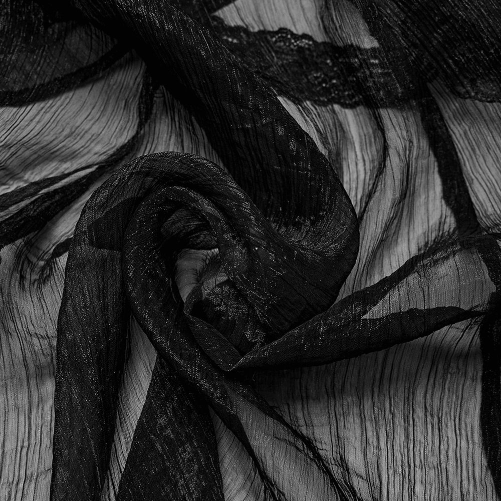 Elegant Gothic Long Chiffon Cape with Cracked PU Leather