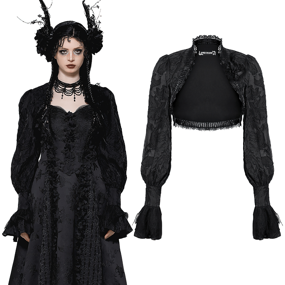 Elegant Gothic Ruffles Bolero with Fringe Sleeves