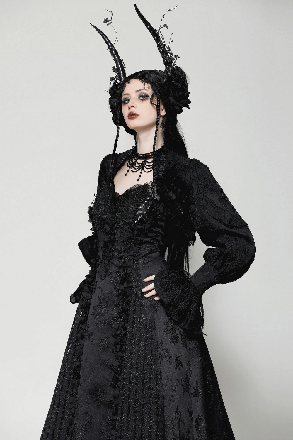 Elegant Gothic Ruffles Bolero with Fringe Sleeves