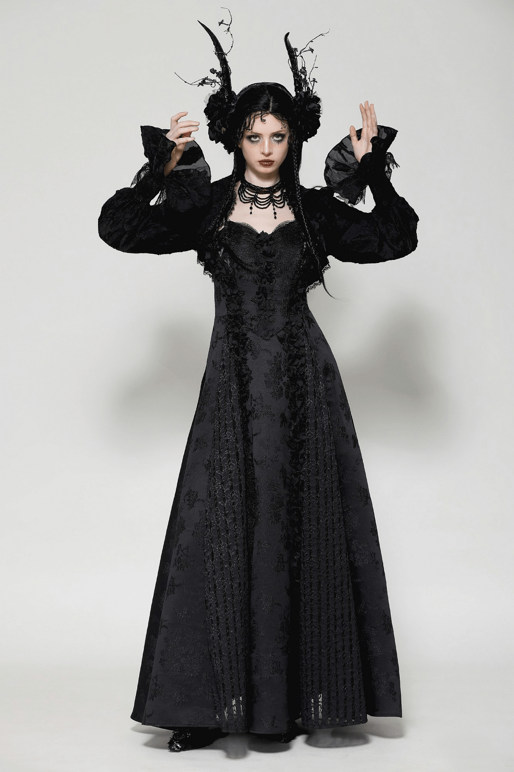 Elegant Gothic Ruffles Bolero with Fringe Sleeves