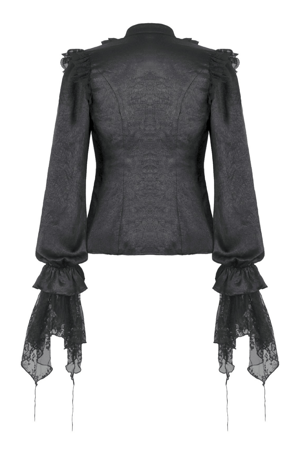 Elegant Gothic Shirt with Ruffles and Dramatic Lace Cuffs