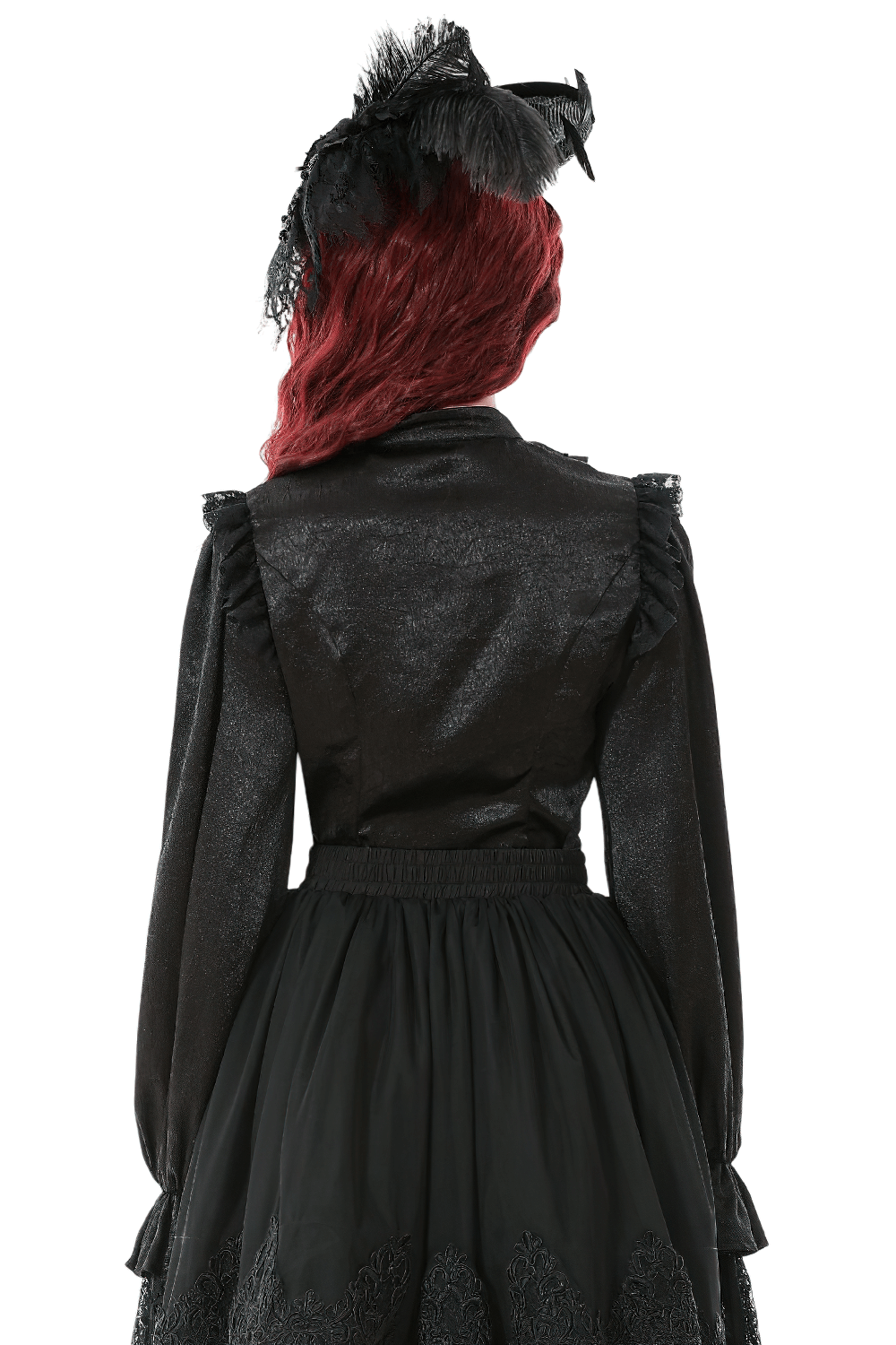 Elegant Gothic Shirt with Ruffles and Dramatic Lace Cuffs