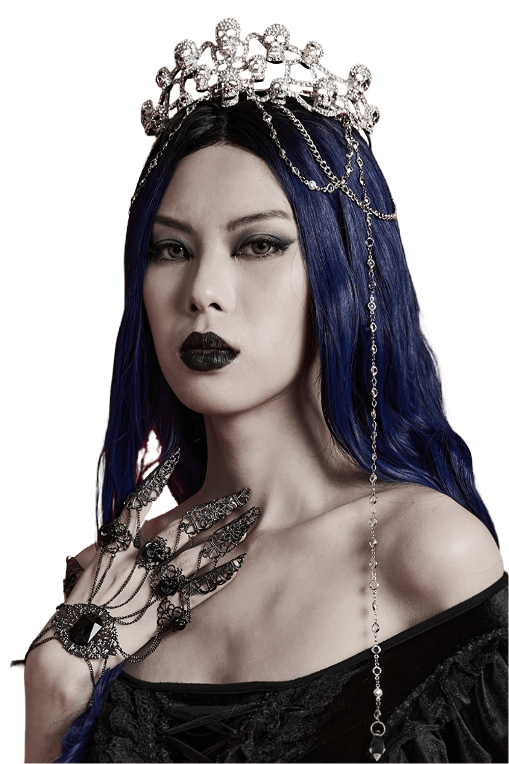 Elegant Gothic Skull Tiara with Chain Accents