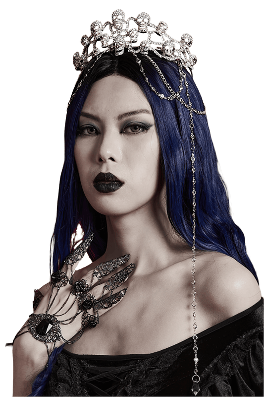 Elegant Gothic Skull Tiara with Chain Accents