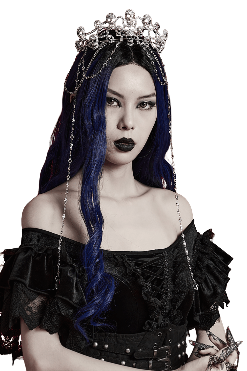 Elegant Gothic Skull Tiara with Chain Accents