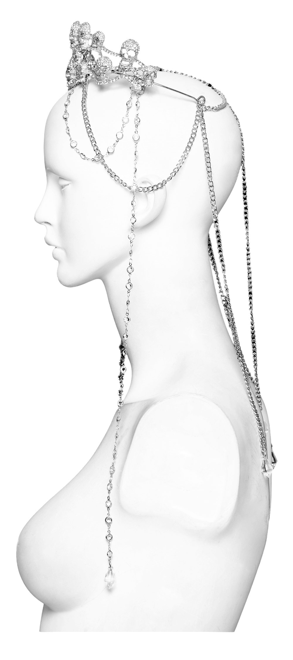 Elegant Gothic Skull Tiara with Chain Accents