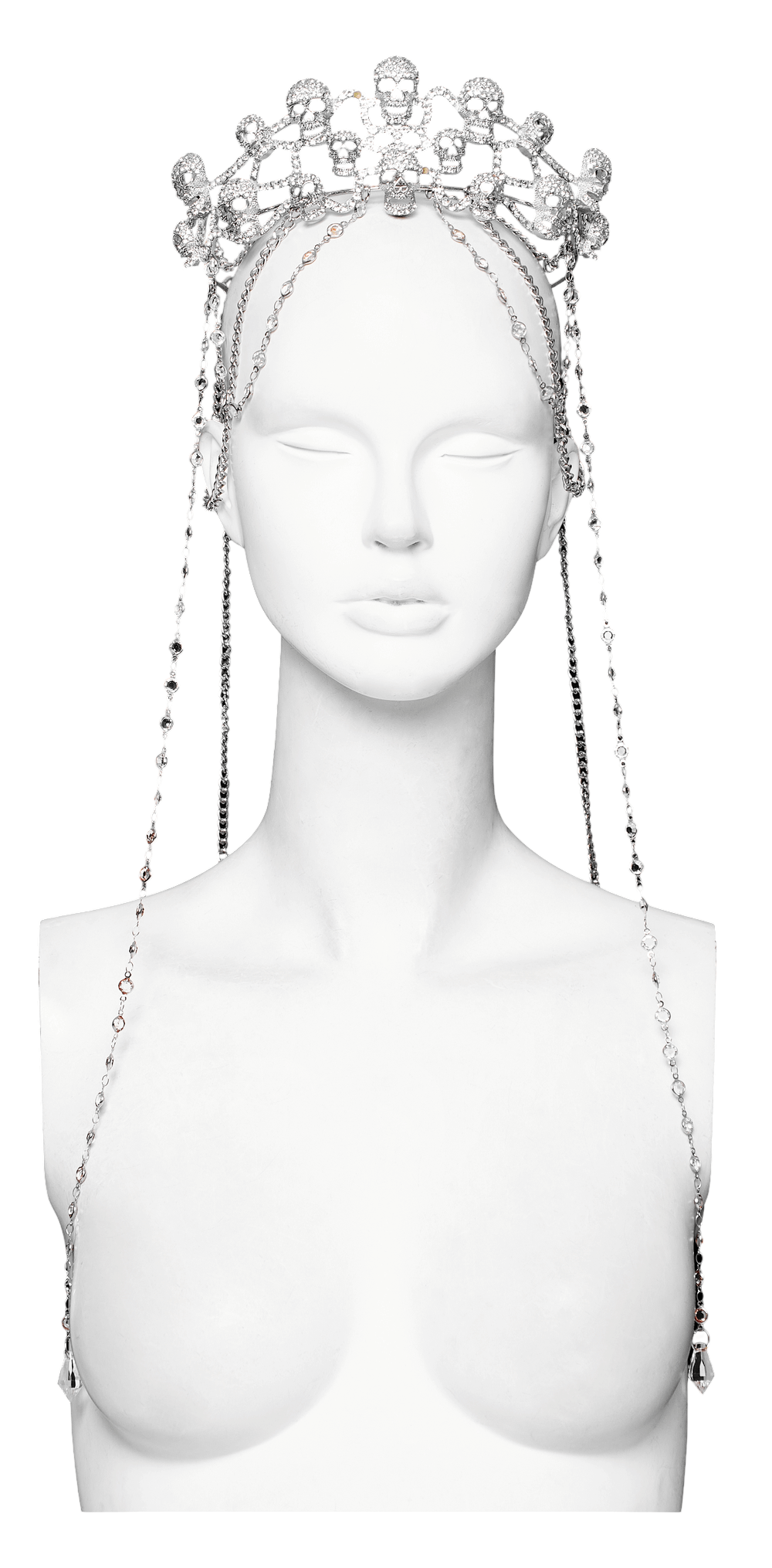 Elegant Gothic Skull Tiara with Chain Accents