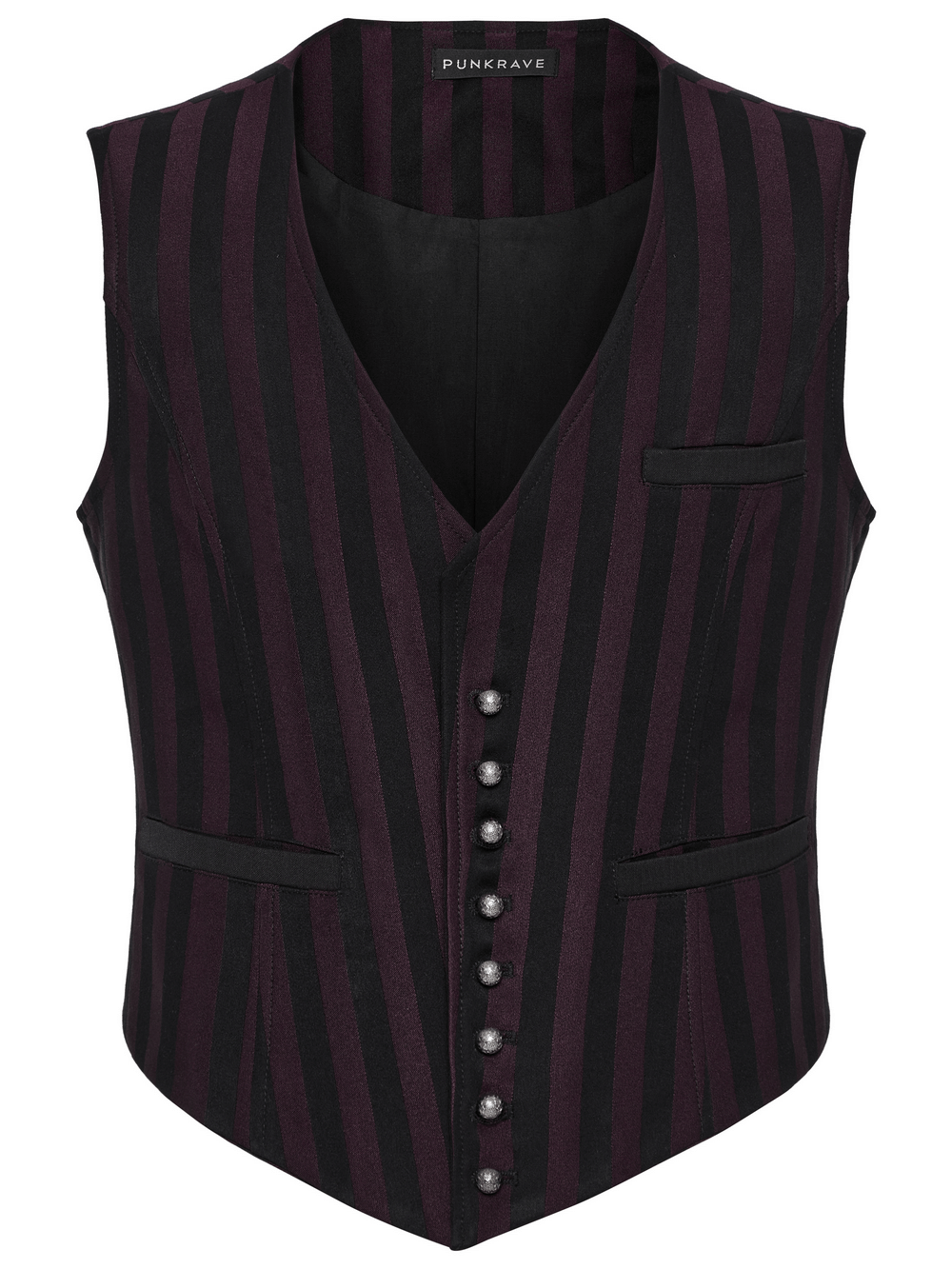 Elegant Gothic Striped Button-Up Waistcoat for Men