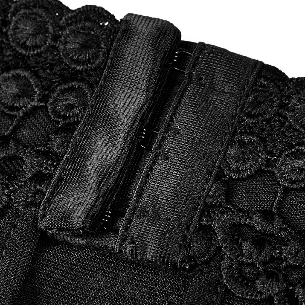 Elegant Gothic-Style Black Fringed Lace Tank Top