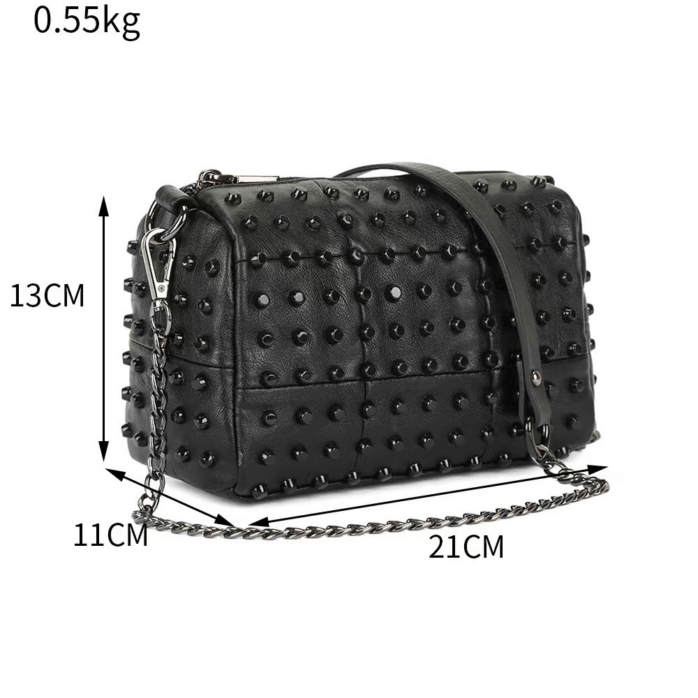 Elegant Gothic Style Women's Shoulder Bag with Rivets and Chain