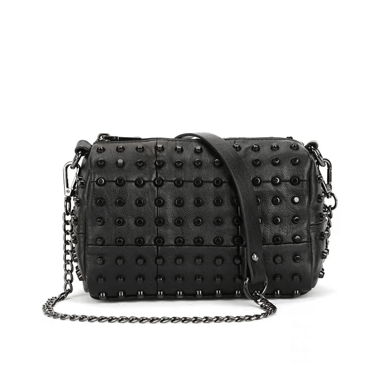 Elegant Gothic Style Women's Shoulder Bag with Rivets and Chain