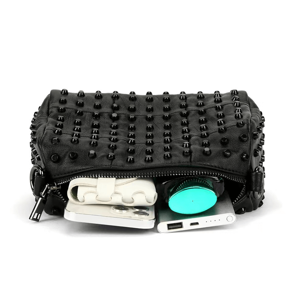 Elegant Gothic Style Women's Shoulder Bag with Rivets and Chain