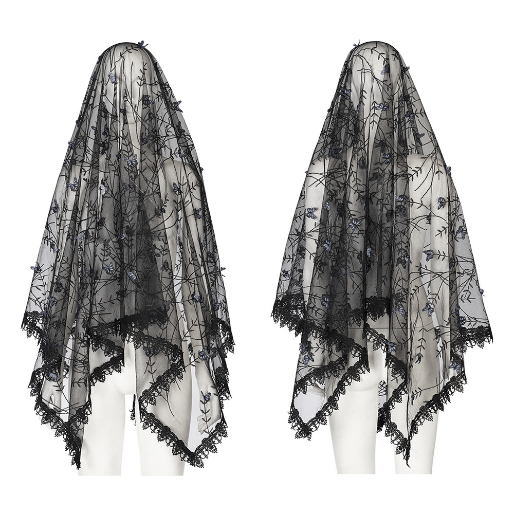 Elegant Gothic Three-Dimensional Lace Butterfly Veil