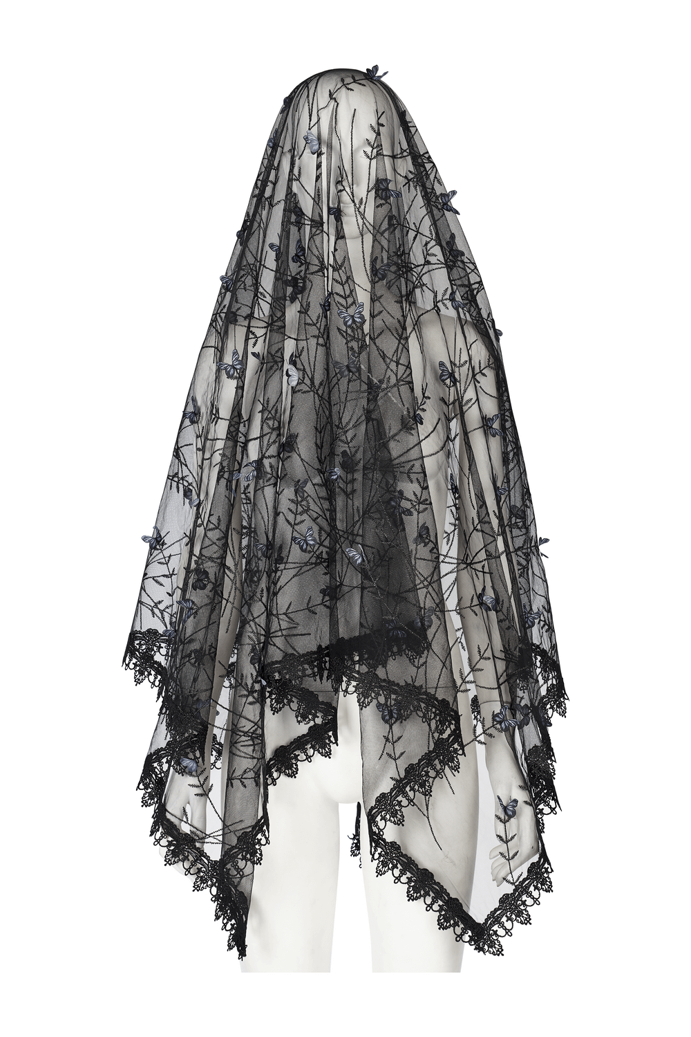 Elegant Gothic Three-Dimensional Lace Butterfly Veil