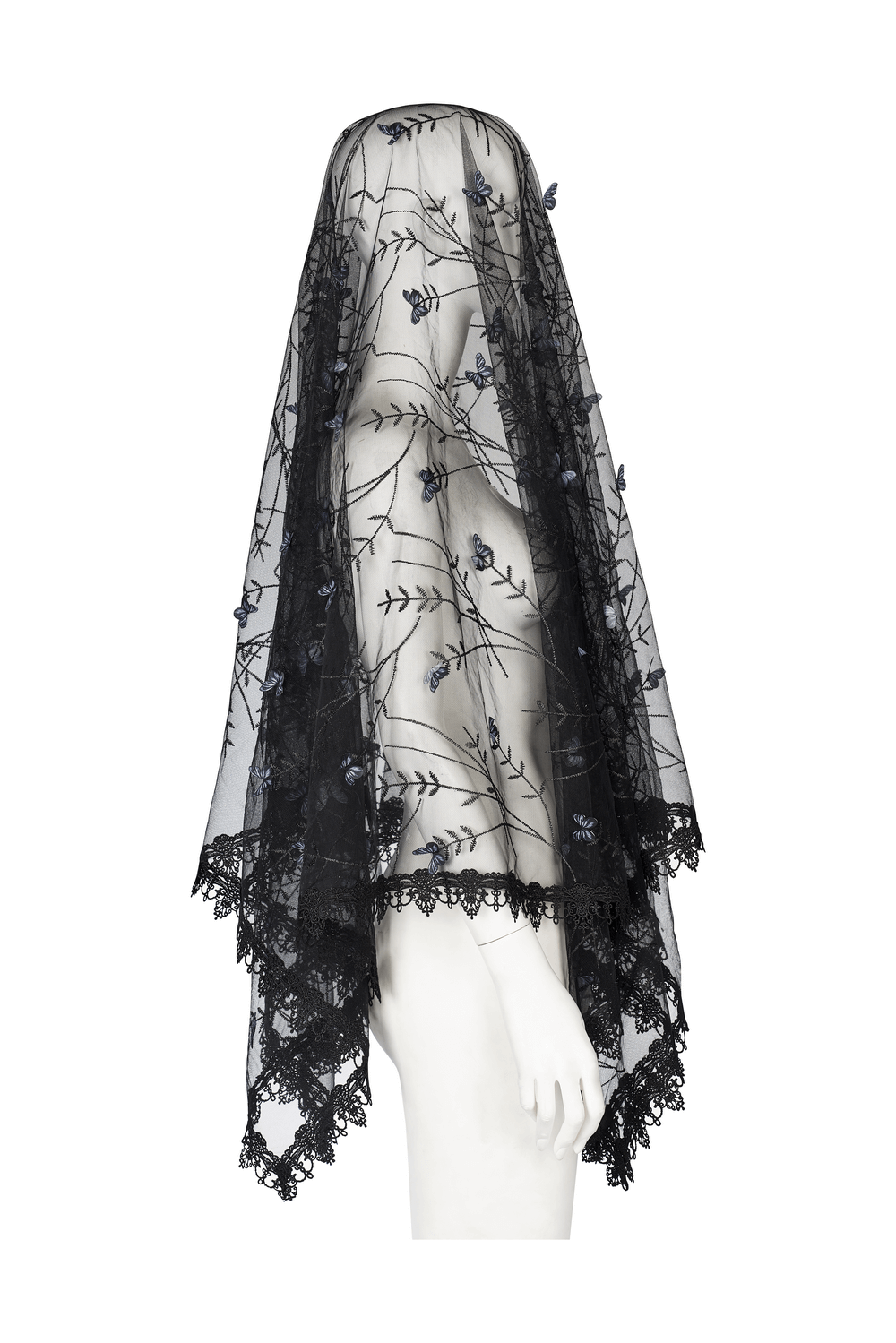 Elegant Gothic Three-Dimensional Lace Butterfly Veil