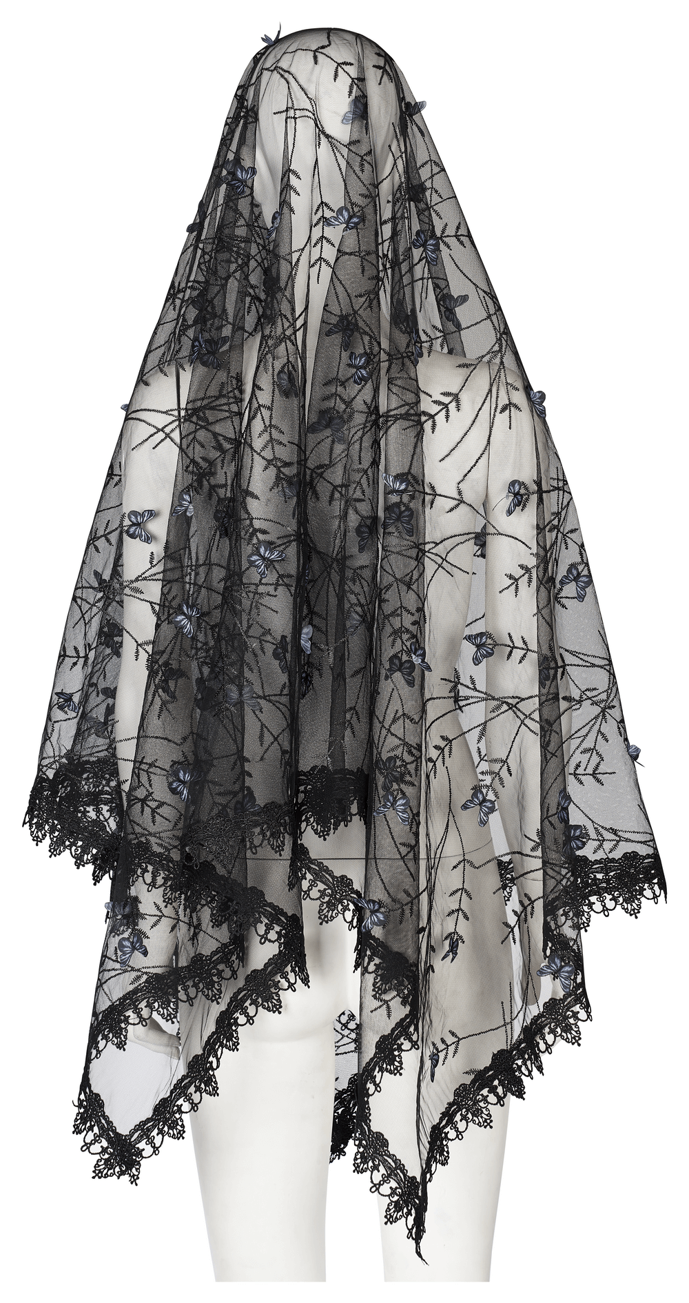 Elegant Gothic Three-Dimensional Lace Butterfly Veil