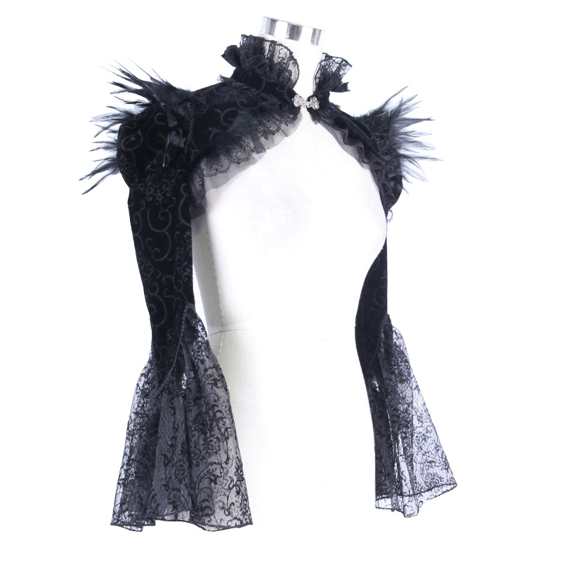 Elegant Gothic Velvet Bolero with Lace / Puffy Sleeve Lace Bolero for Women
