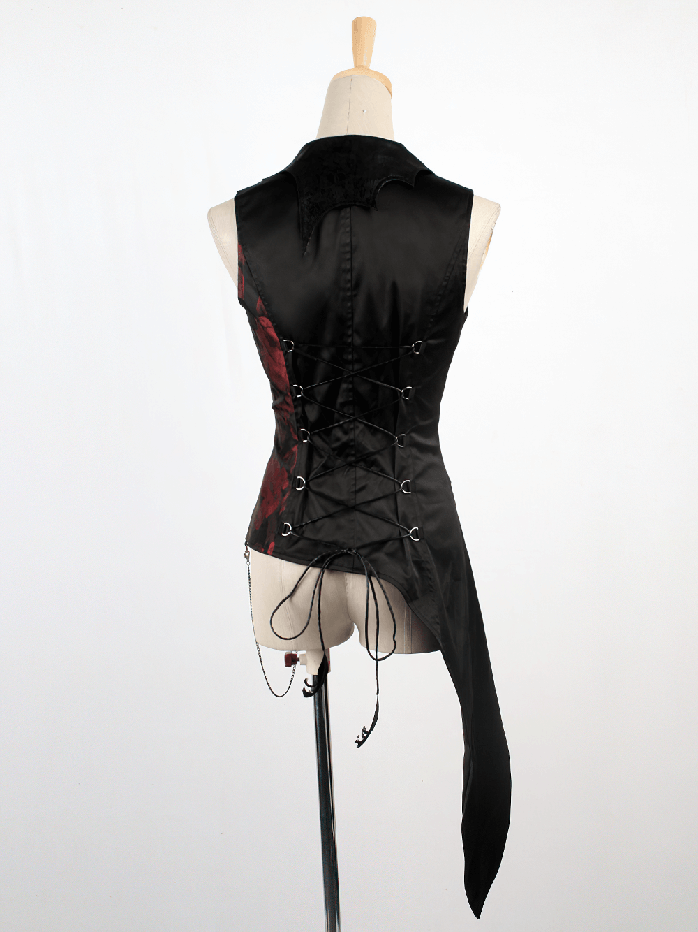 Elegant Gothic Women's Asymmetrical Black-Red Waistcoat