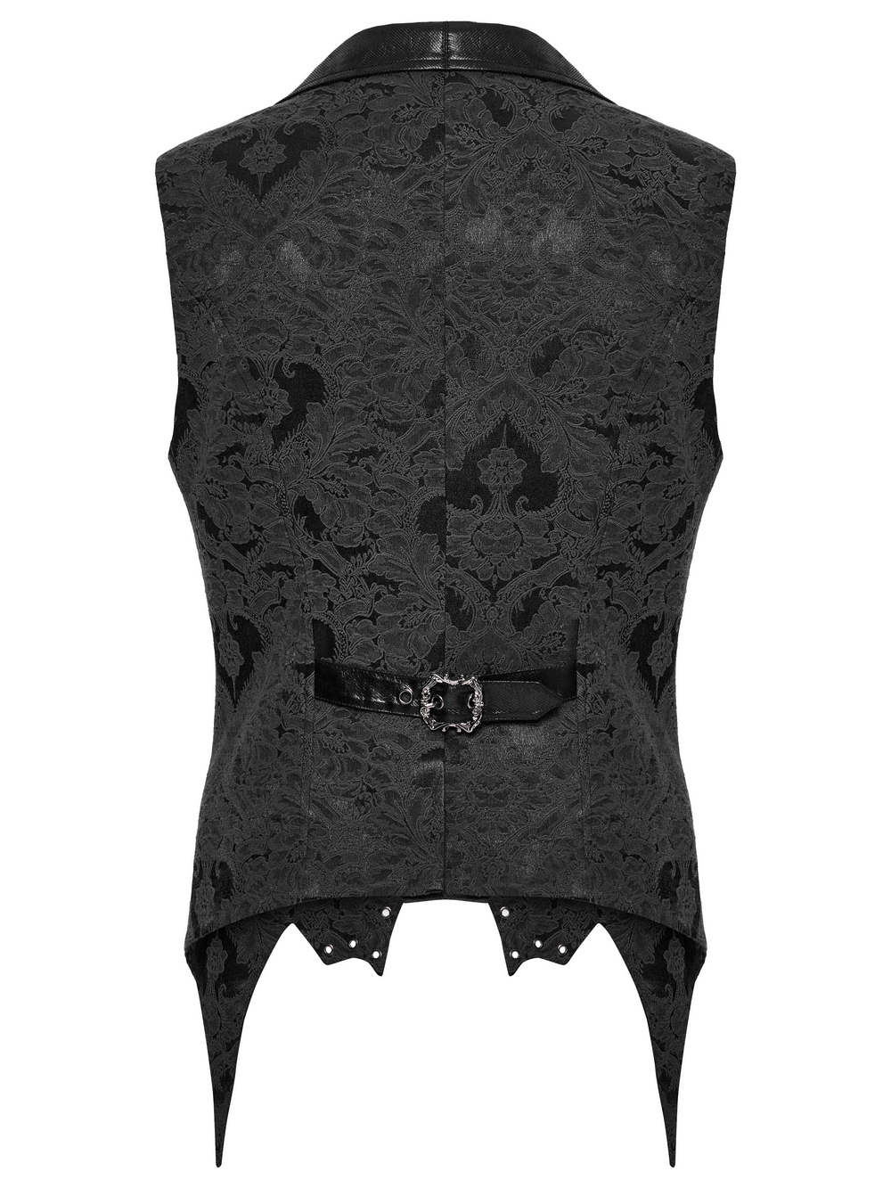 Elegant Jacquard Waistcoat with Buckles and Bat Hem Design