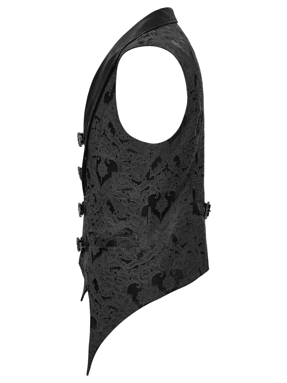 Elegant Jacquard Waistcoat with Buckles and Bat Hem Design