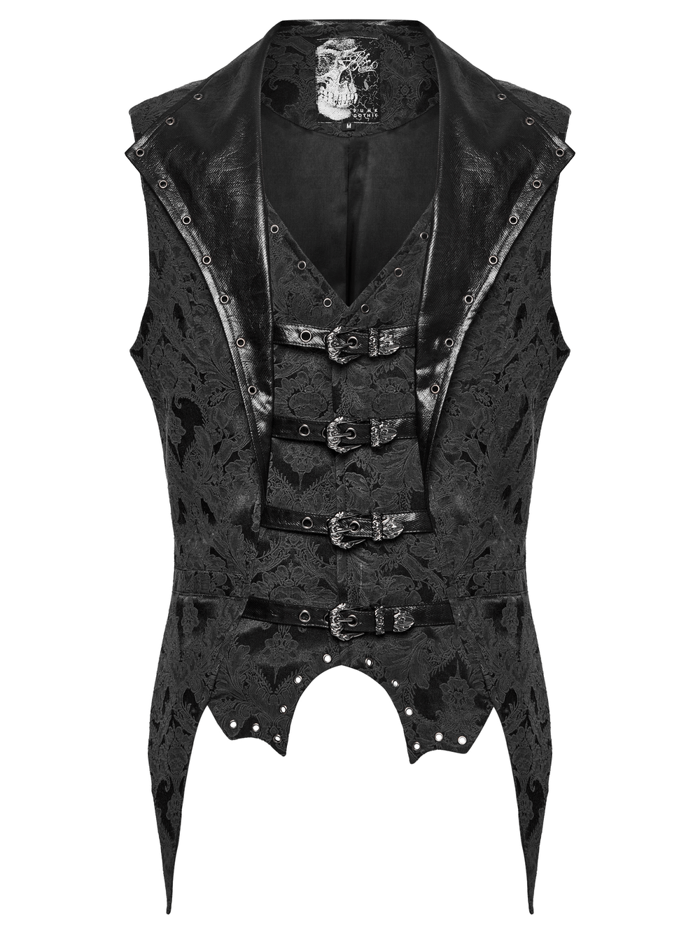 Elegant Jacquard Waistcoat with Buckles and Bat Hem Design