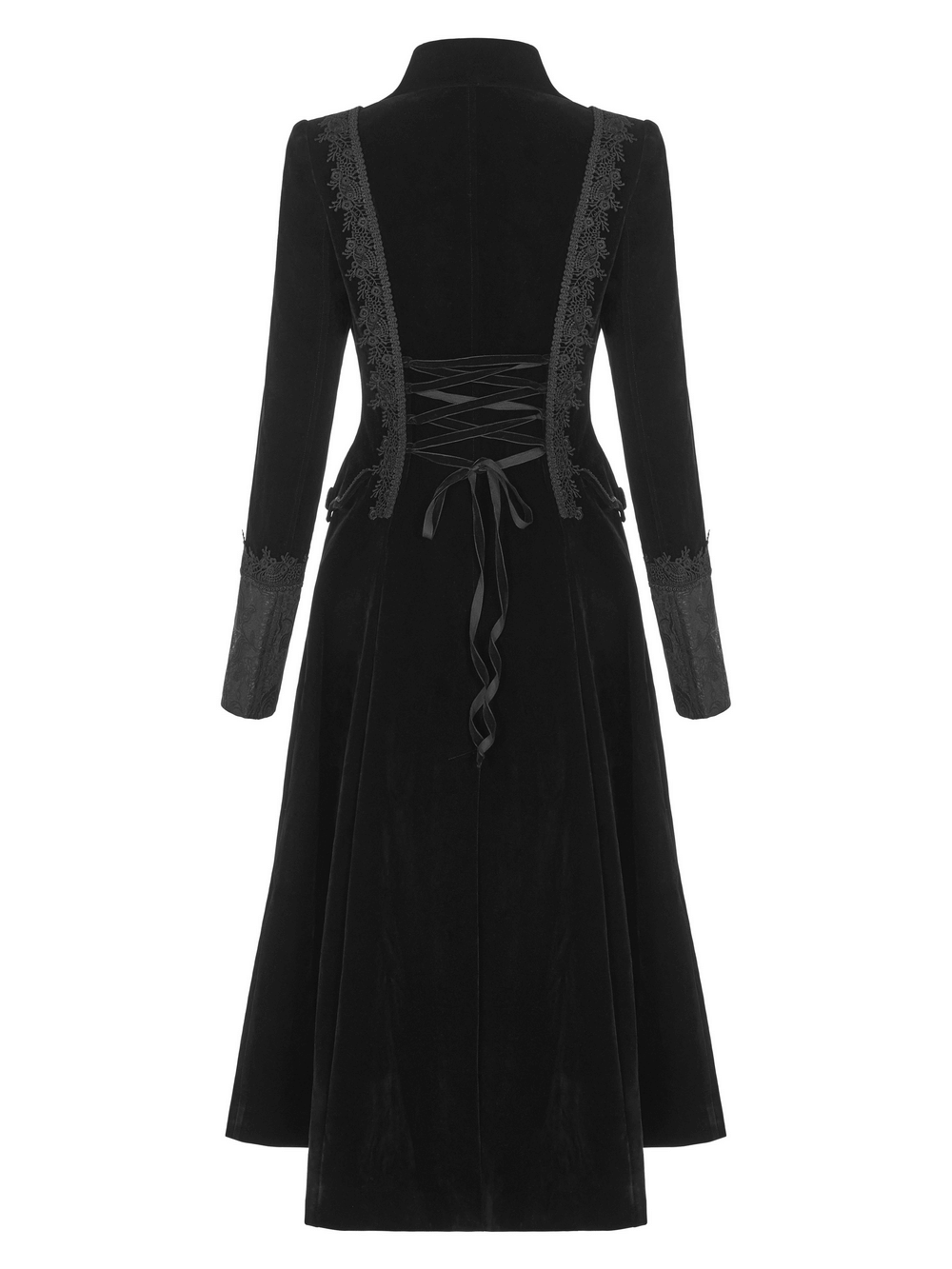 Elegant Lace-Trimmed Gothic Long Coat for Women
