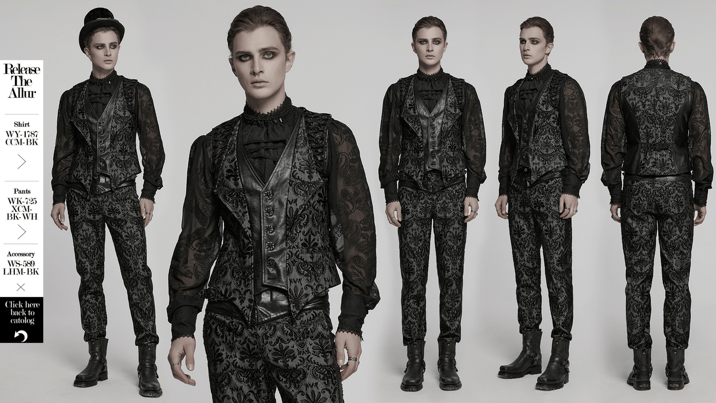 Elegant Men's Gothic Embroidered Brocade Waistcoat