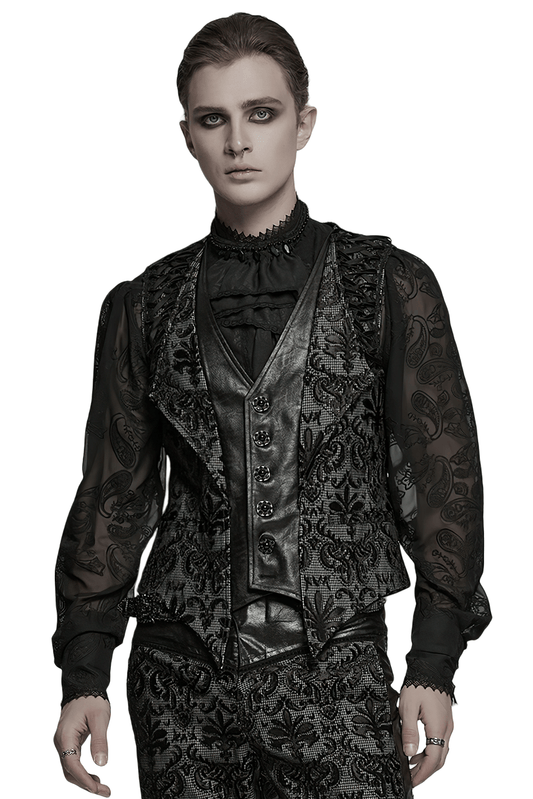 Elegant Men's Gothic Embroidered Brocade Waistcoat