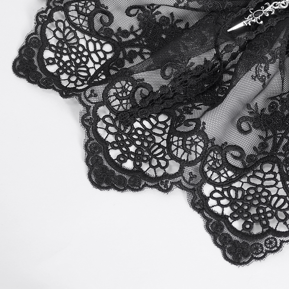 Elegant Men's Gothic Lace Collar with Jewel Detail