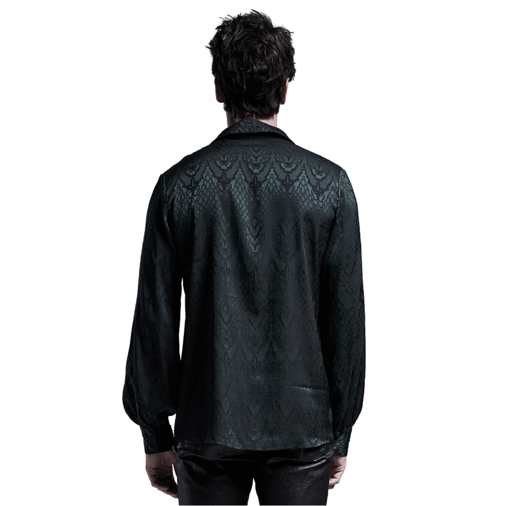 Elegant Men's Vintage Lace-Up Jacquard Shirt