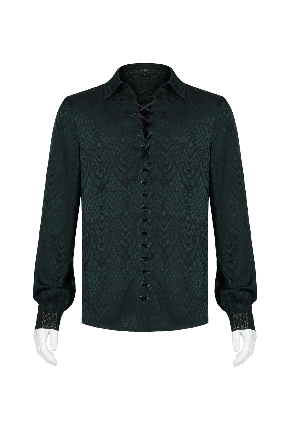 Elegant Men's Vintage Lace-Up Jacquard Shirt