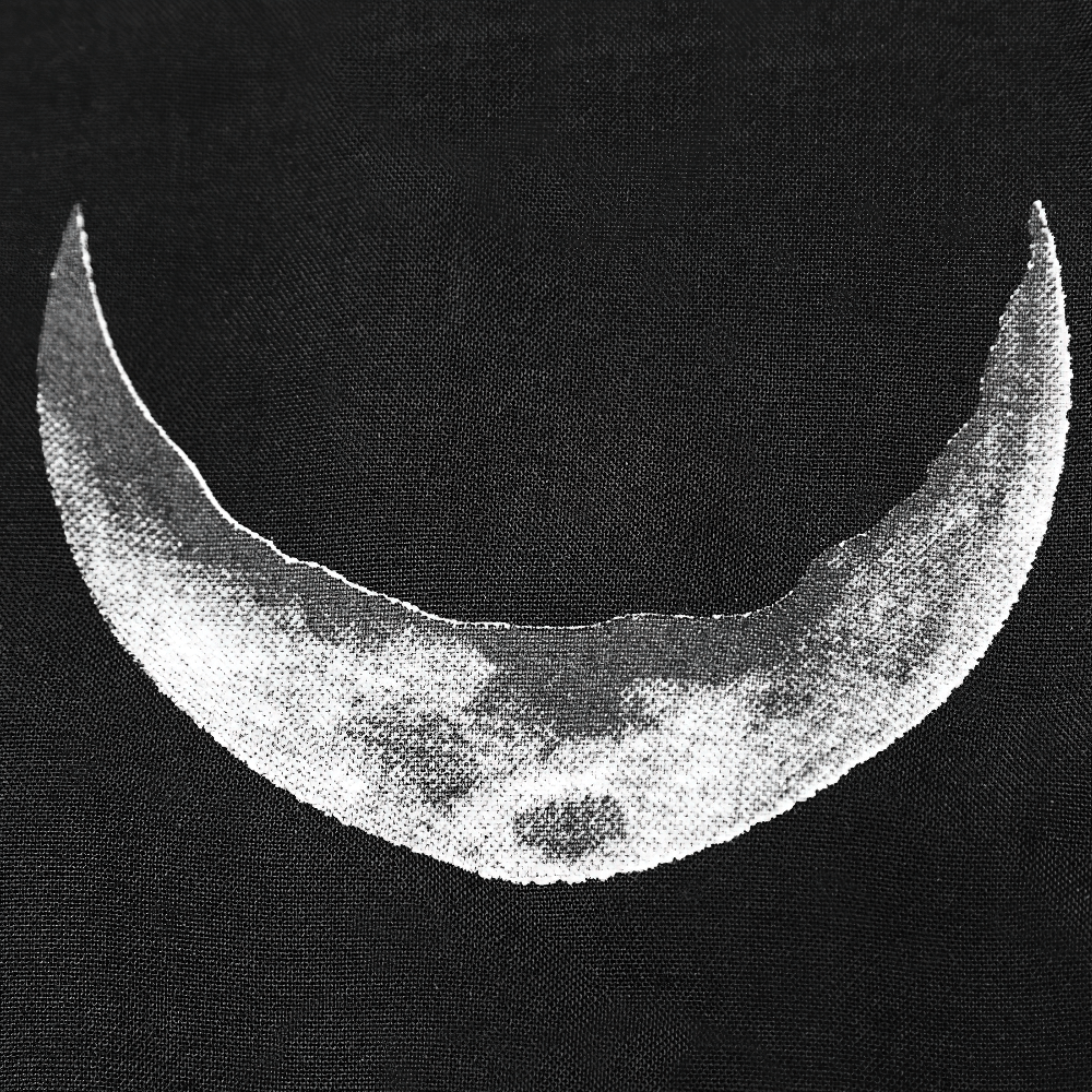 Elegant Mystery Black Shawl with Moon Phase Back