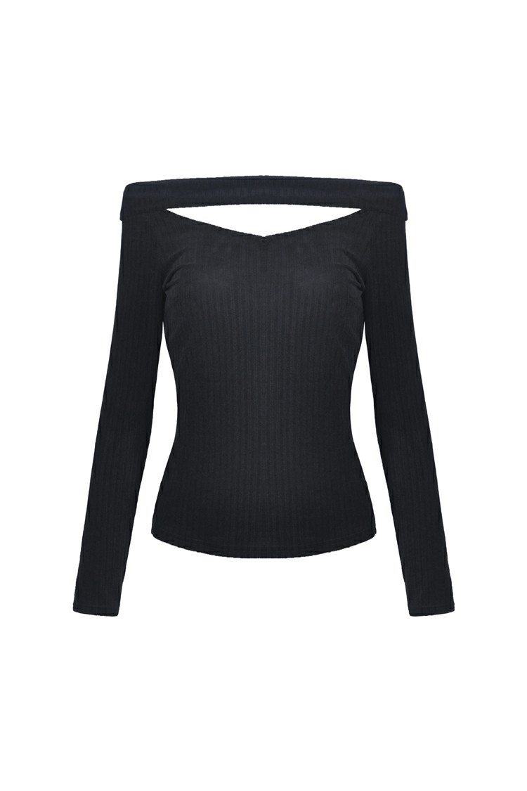 Elegant Off-Shoulder Ribbed Top with Lace-Up Detail