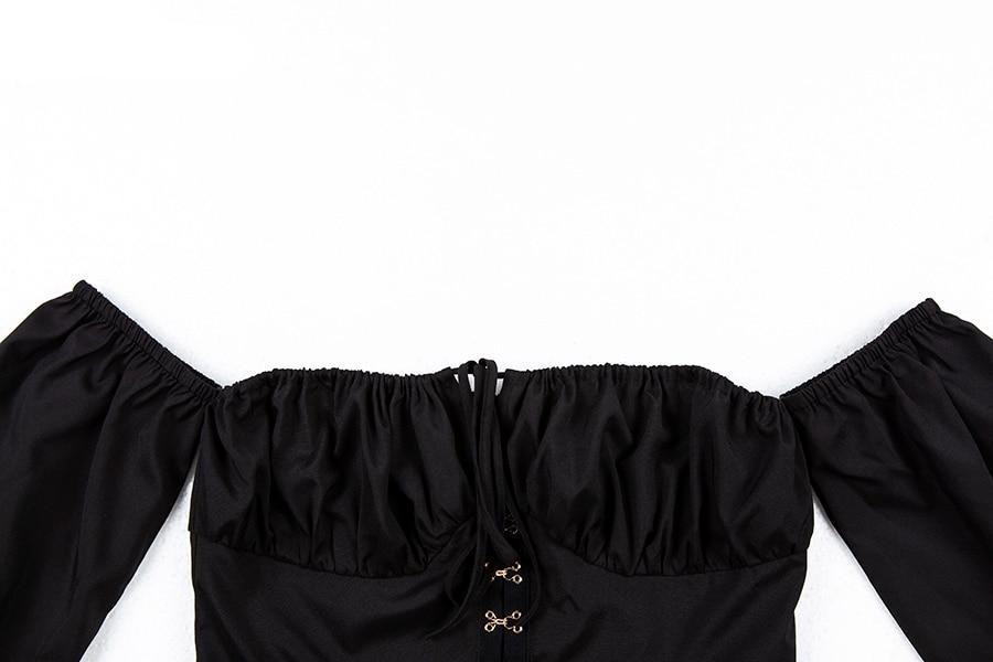 Elegant Off Shoulder Women Tops in Alternative Fashion / Full sleeve Top in Black and White colors